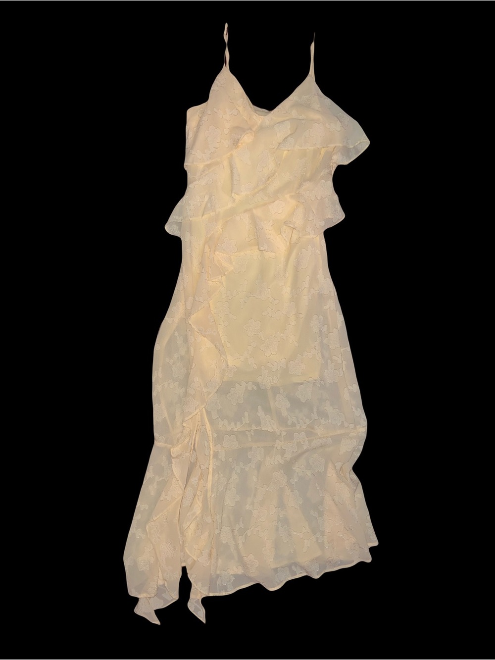 wild fable Yellow Lace Ruffle Maxi Spring Dress